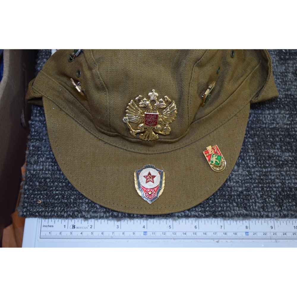 Soviet Russian Afghanka Hat Soldier Cap Military Hat 56 USSR + PINS - Picture 15 of 16
